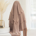 Loriya Wholesale Muslim Clothing Women 3 Layers Long Hijab Dress Tops Jilbab Khimar Abaya Headscarf