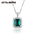 5ct 11*9mm Large Size Emerald Cut Lab Grown Zambian Emerald Stone 925 Silver Charm Necklace Engagement Gift for Her