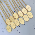 Stainless Steel Necklace Real Gold 18k Gold Plated Custom Carved 12 Flowers Oval Pendant Necklace Jewelry