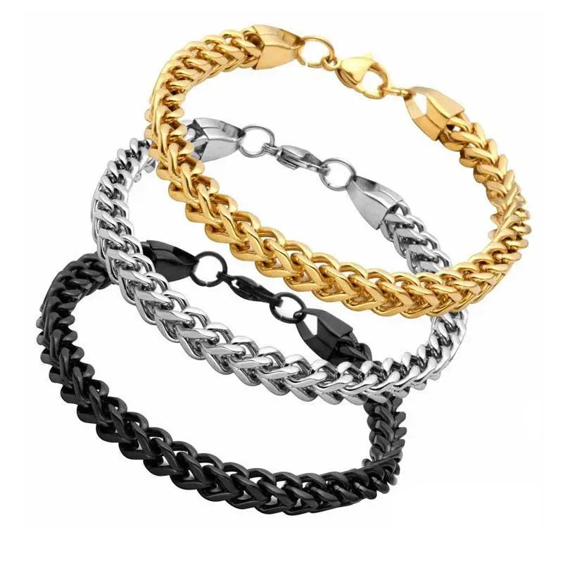 Hiphops 3mm Franco Bracelet Waterproof Stainless Steel Gold Plated Jewelry Chain Women Men Foxtail Bracelet