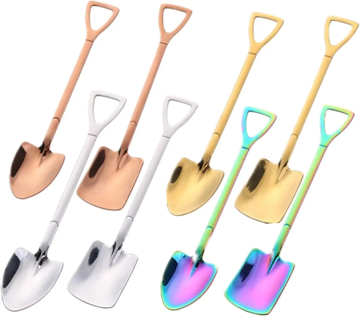 Stainless Steel Shovel Spoons Reusable Dessert Tea Spoon for Coffee Fruit Ice Cream