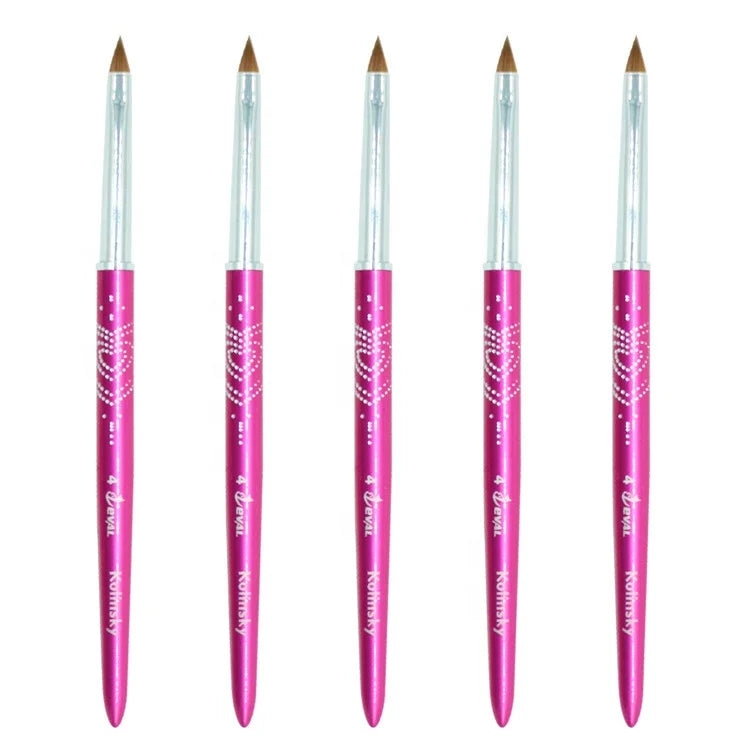Yihuale Hot Selling Rose Metal Handle Nail Brush 100% Kolinsky Hair Art Nail Brush Size 6 8 10 1214 16 18 20 22