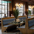 Commercial Leather Seat Booth Furniture Marble White Brown Restaurant Table and Chair Set Sofa for Restaurant Cafe Booth