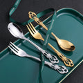 Emperor Ting European Carved Stainless Steel Tableware Set Three Teeth Fork Dessert Spoon Mixing Spoon-for Business Gifts