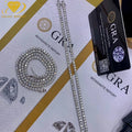 Fine Jewelry GRA Certificate Pass The Diamond Tester 4mm Moissanite Tennis Chain Necklace 925 Sliver For Men Women