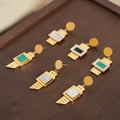 Elegant Ins Popular Geometric Square Cubic Zirconia Natural Stone Acrylic Earrings Boho Stainless Steel Gold Plated Earrings
