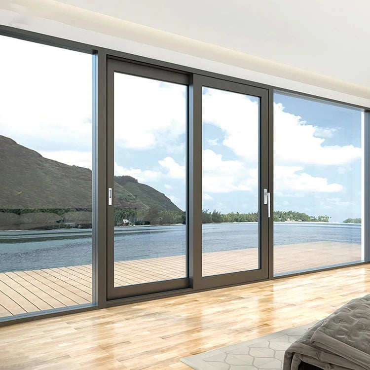 8-12ft Modern Interior Glass Sliding Doors with Aluminum Profile Fiberglass Screen Tempered Glass Finished Surface