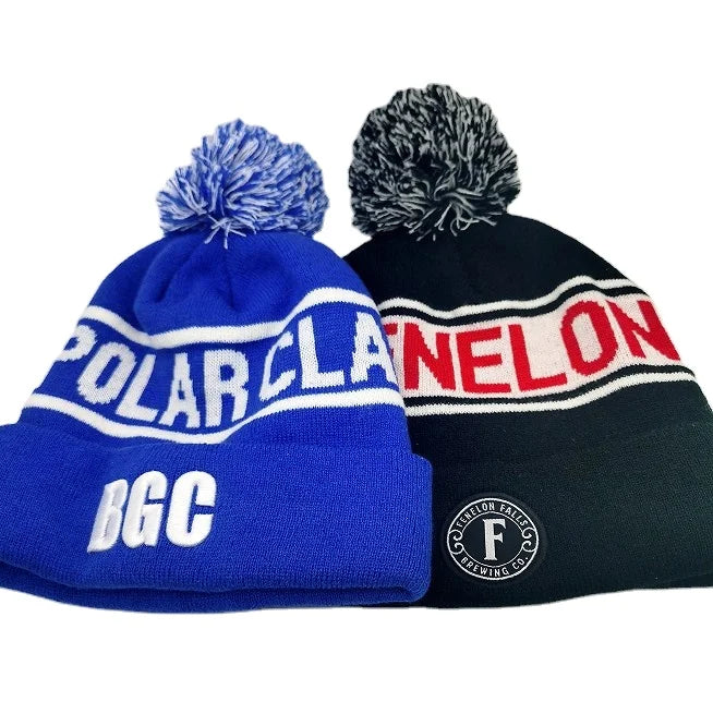 Unisex Winter Warm Ski Hat Toque Knit Bobble Hat Embroidery logo Jacquard Acrylic Pom Beanie Custom Beanie With Pom