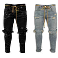 Guangzhou Auyan New Men's Slim Cut Hole Small Foot Print Custom Men's Loose Baggy Paint Stitched Jeans