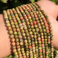 Wholesale 2/3/4mm round Faceted Unakite Stone Beads Semi-Precious for Jewelry Making DIY
