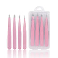Customized Cosmetic Tweezer 2pcs  4pcs  Black Pink Slanted  Pointed Eyelash Eyebrow Tweezers Set With case