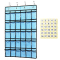 Classroom Foldable Heavy Duty Eco-Friendly Wall-Mounted 5-Layer Storage Bag 30 Clear Pockets for Cell Phone Calculator Holder