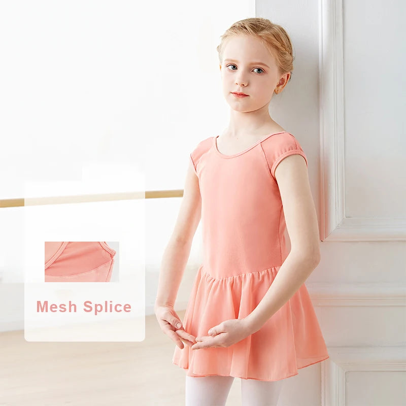 Girls Chiffon Skirted Leotards Children Cotton Ballet Dance Dress