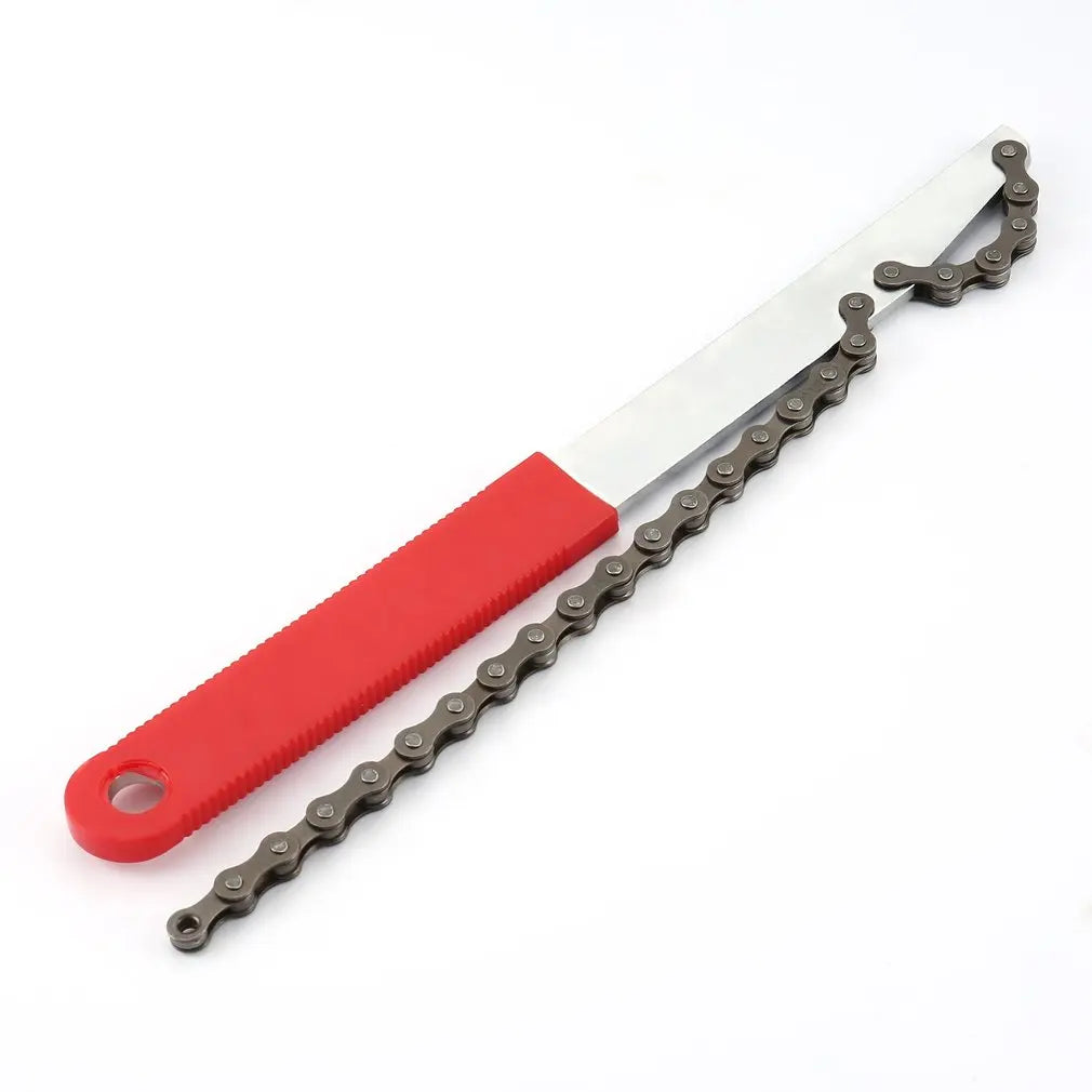 Red Coated Bicycle Chain Whip BMX Cycling Tool Flexible Portable Wheel Sprocket Wrench Remover with Freewheel Turner Handlebar