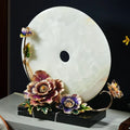 High-end New Chinese Style Lucky Ornament Vintage Enamel Colorful Flower Butterfly Decorative Jade Plate for Art Home Decoration
