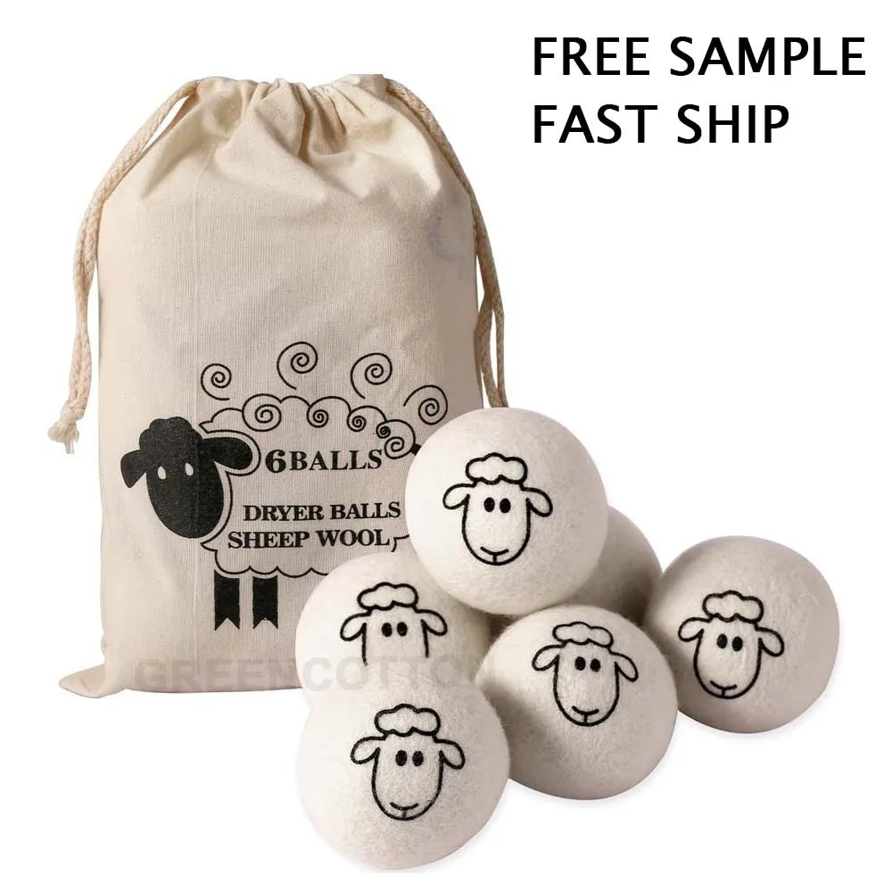 Custom Logo Eco-friendly Wool Balls Dryer Balls Laundry Felt Balls Softening Dryer Balls Wool Ball Set