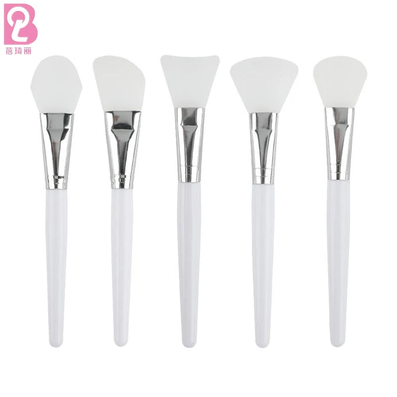 Beiqili Soft Silicone Flat Brush Face Mask Applicator Aluminum Ferrule Flexible Facial Mud Mask Hairless Handle Moisturizer