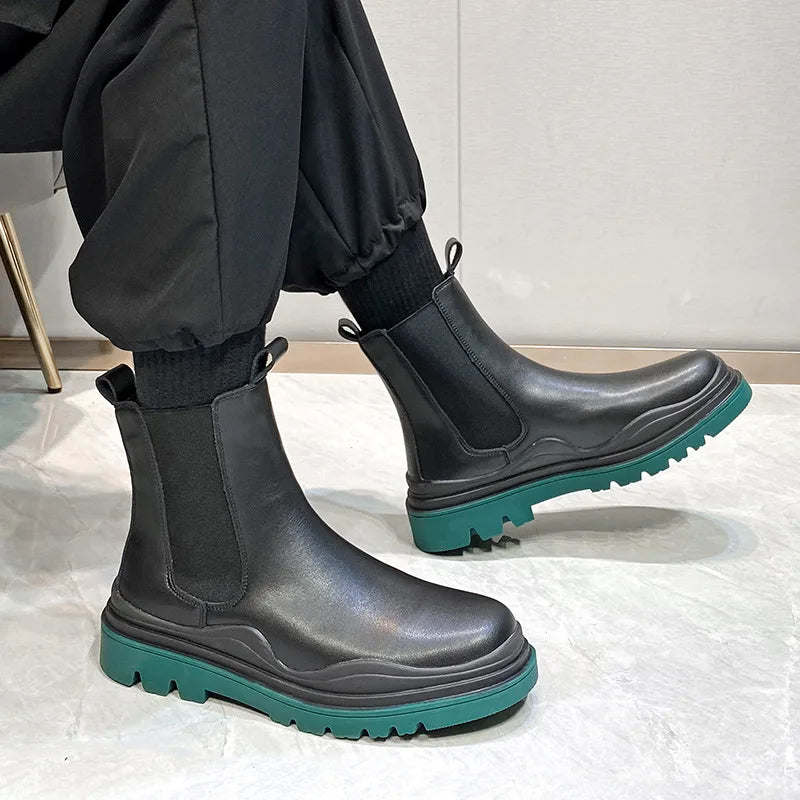 Fashion Men's Casual Teenager Genuine Leather Comfortable Top Quality Calfskin Short Ankle Classy Leather Boots for Men