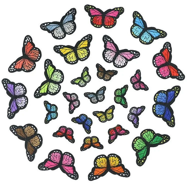 Wholesale 2 Sizes Garment Accessories Butterfly Patch Iron on Embroidery Butterfly Patches for Clothing Decoration
