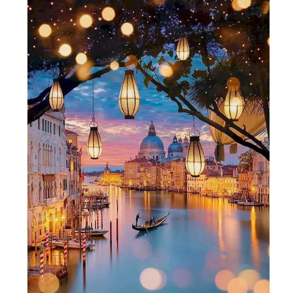 Venice Night Landscape Acrylic Paint Picture Kit Classic Style Painting by Numbers for Adults 40x50cm Home Decor