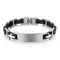 BINSHUO Wholesale Custom Stainless Steel Jewelry Silicone Titanium Steel Cross 12MM Curved Card Laser Engraving Men Bracelets