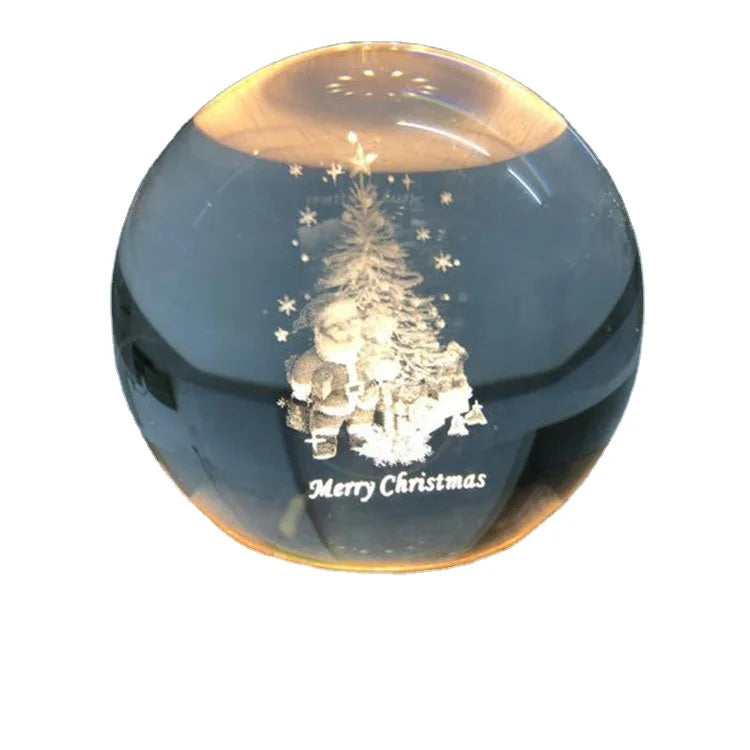 Promotional Customization Merry Christmas 80mm K9 Crystal Glass Transparent Crystal Ball