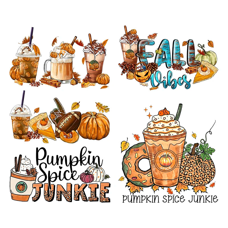 Dtf Transfers Fall Pumpkin Heat Transfer Design Washable Textil Iron on Decals Paper Vinyl Plastisol Transfers