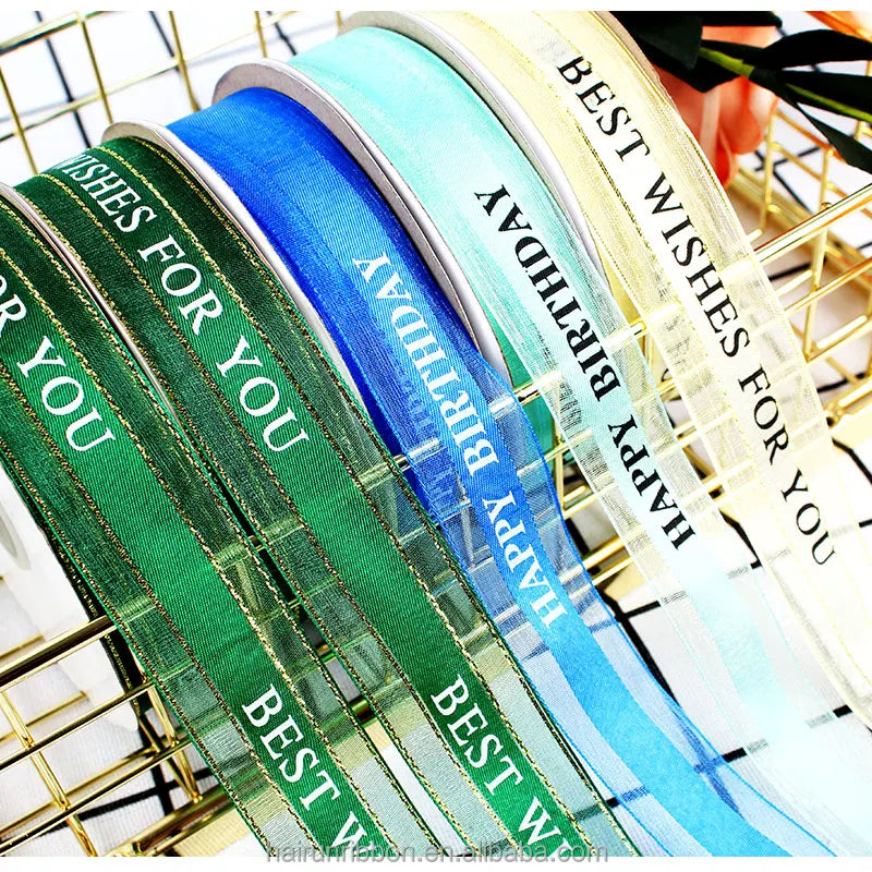 Floral Style Eco-friendly Satin Polyester Ribbon Spool for Birthday Bouquet Packing and Valentine's Day Decorations