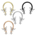 Butterfly Nose Piercing Hoop Ring Hinged Segment Zircon Septum Piercing Chain Ear Cartilage Tragus Nariz Piercing Cuff Goth Hoop