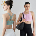 New Women Cross Back Yoga Tank Tops Skin Friendly Front Anti Slip Zipper Sports Bras