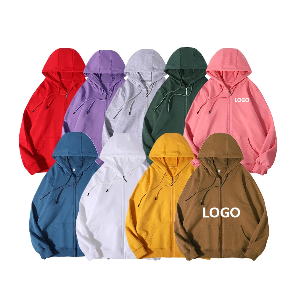 Factory Price Custom Design Logo Pattern Full Zip Blank Pullover Hoodies With Hat