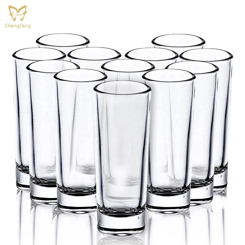 Custom Logo Frosted Transparent Long 75ml 2oz Clear Heavy Base Shot Glasses