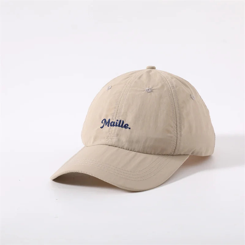 Custom Sporty Oxford Dobby 5 Panel Curved Brim Structured Baseball Cap with Hand Embroidery and Embossed Logo