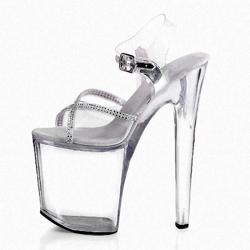 Elegant Peep Toe 20cm Full Dress black Full Dress Exotic Dancer platform large pole dance transvestite high heels large sandals