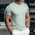 Men Sports Running T-shirt Quick Dry Breathable Gym Shirts Nylon Short Sleeve Elasic Fitness Training Sportswear