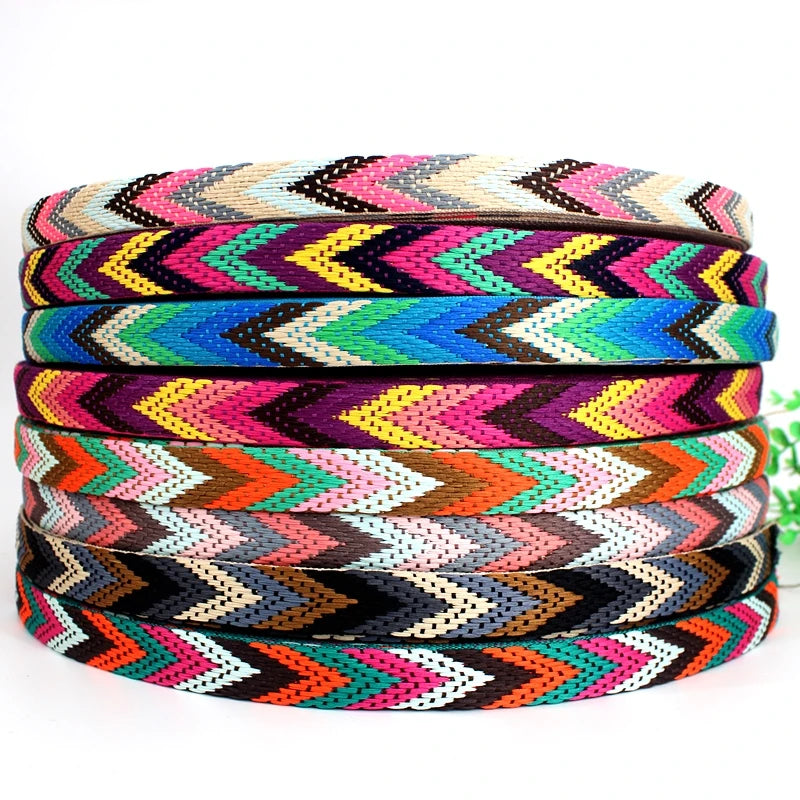22mm 100% Polyester Eco-Friendly Color National Jacquard Ribbon for Clothing Shoes Hats Bags Accessories Manufacturers Direct