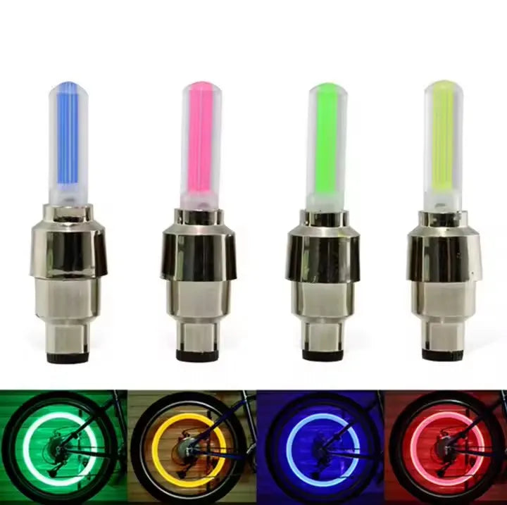 Waterproof LED Neon Lamp Cap Wheel Plastic LED Tire Valve Cover Mountain Road Bicycle Cycling Tyre Wheel Lights Battery