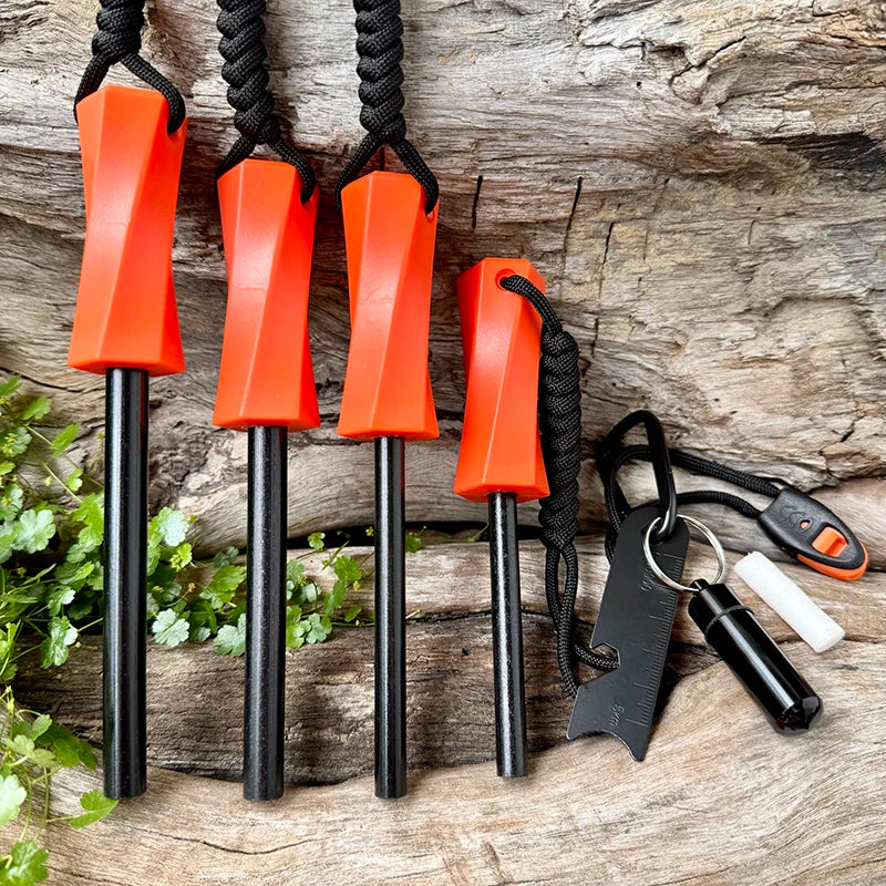Wholesale Lightweight Customizable Modern Outdoor Camping Fire Starter with Metal Magnesium Orange Black for Barbecue Hiking Use