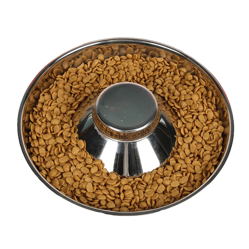 Hot Selling Eco-Friendly Portable Solid Stainless Steel Dog Bowl with Slow Food Design for Travel Use