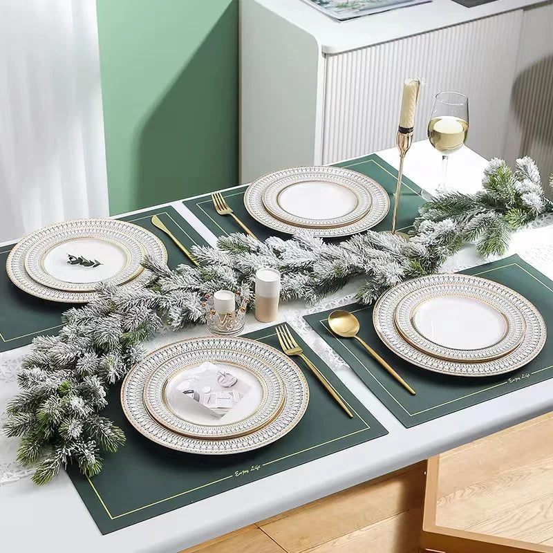 European creative Ceramic Dinner Plate with gold edge bead pad plate hotel fruit dish Western tableware