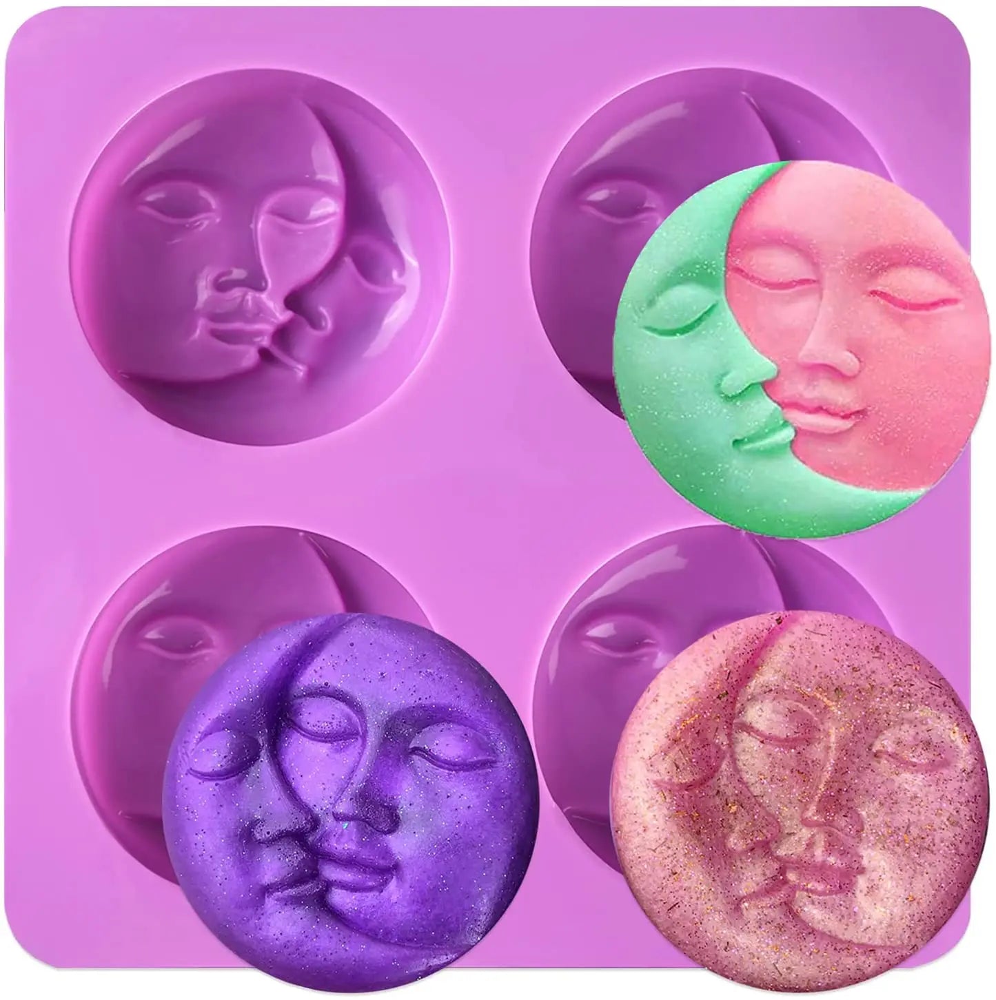 4 Cavity Moon Shaped Silicone Soap Mold Suitable for Homemade Emulsion Stick Bath Bomb DIY Candle Resin Production