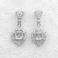 Sterling Silver 4*5mm Semi Mount Stud Eardrops Empty Frame Support Blank Setting S925 Base Without Center Stone DIY for Inlay