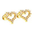 Women's 18K Gold-Plated Stainless Steel Heart Earrings Hypoallergenic Fashion Stud with White Cubic Zirconia Screwback Design