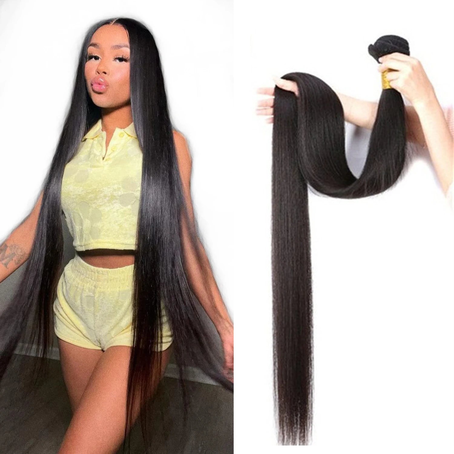Natural Indian Virgin 40 Inch Human Hair Extension 40 Inch Cheap Long Straight Cuticle Aligned Human Hair Bundles Natural Hair