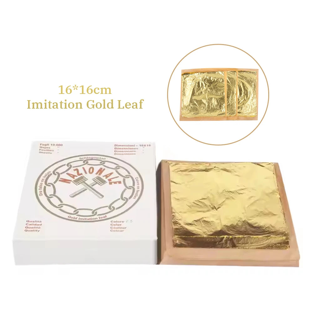 Wholesale Customized 16 *16 Cm 10000 Sheets/Box Gold Leaf Imitation Silver Leaf Sheets Foil for Art Furniture Craft Deco