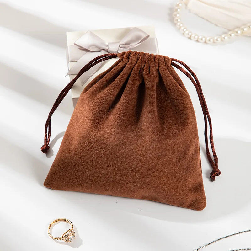 Linna High Quality Microfiber Suede Drawstring Pouch 7x9cm Custom Fabric Bag for Jewelry Watch Wedding Gift Packaging