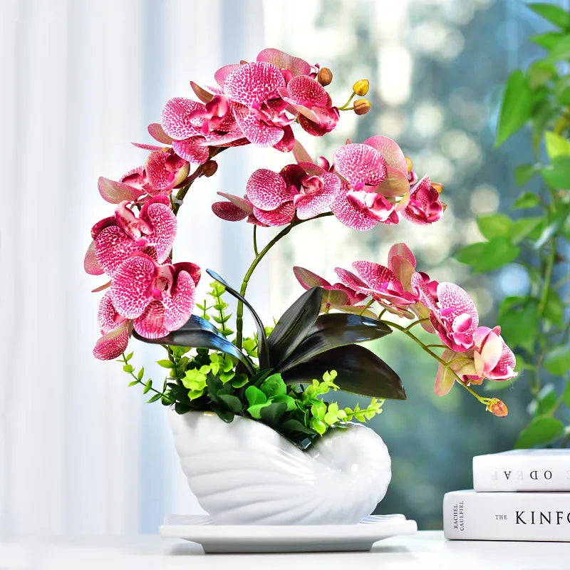 Silk Artificial Orchid Bonsai for Sale Artificial Orchid Plants for Decoration High Quantity Potted Orchid