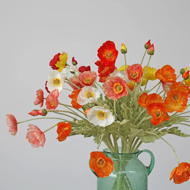 Y-H068 New Design Home Vase Decoration 4 Branches Silk Flowers Poppy Wedding Flower Artificial Poppy Flower for Decor
