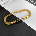 Wholesale Men's Punk Jewelry Fashion 18K Gold Plated Waterproof Stainless Steel Men Carbon Fiber Bar Inlay Mens Bracelets
