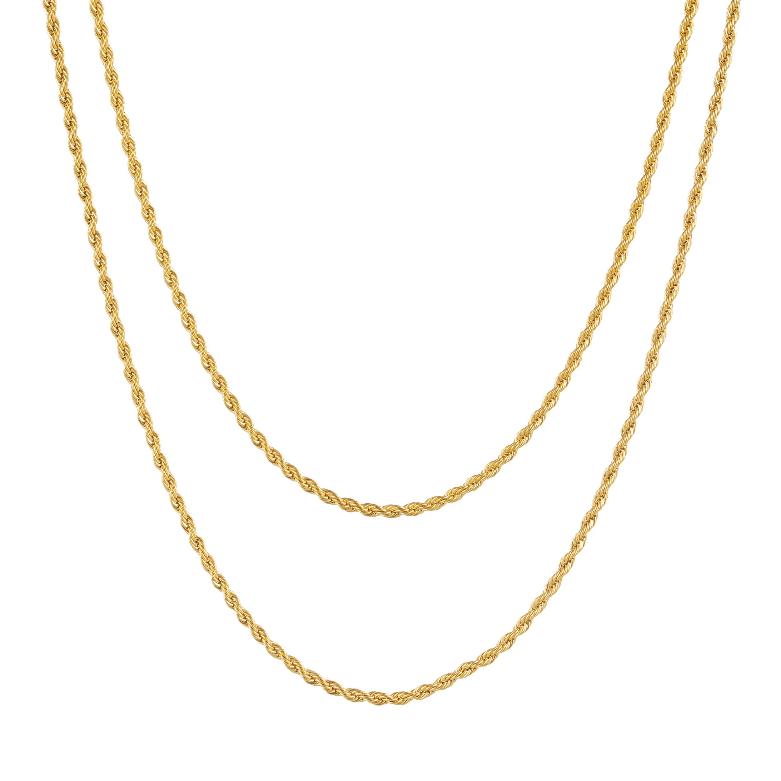 3mm 4mm 5mm 6mm 8mm Twist Gold Plated Chain Roll Necklace Stainless Steel  PVD Plating Gold Necklace